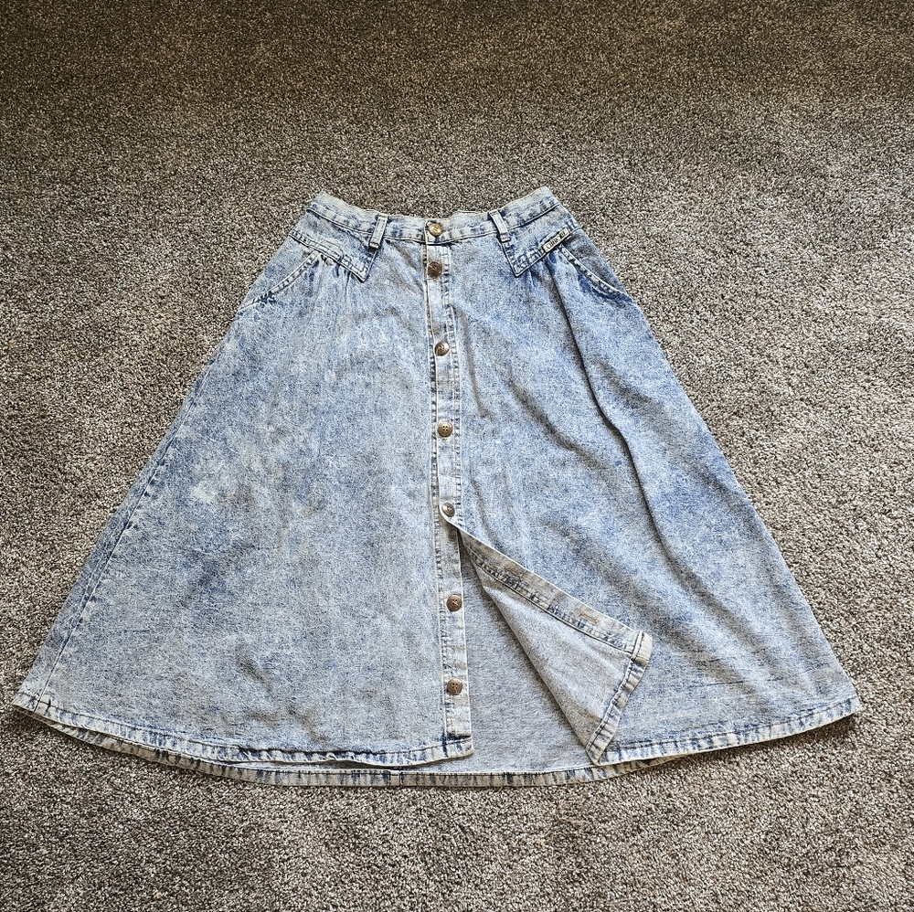 Cherokee Blue Acid Wash Denim Skirt